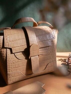 Senreve Mini Maestra Dragon Latte Gold Embossed Leather Backpack Or Shou…